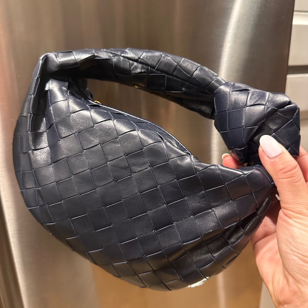 NEW! Mini Bottega Veneta “Jodie” bag in space (navy) with gold hardware leather